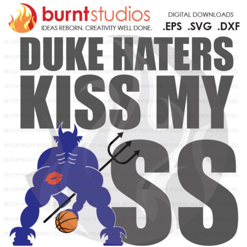 Digital File, Duke Haters Kiss My Ass, Duke University Blue Devils Logo Basketball, Blue Devil Mascot, Durham, Svg, Png, Dxf, Eps file