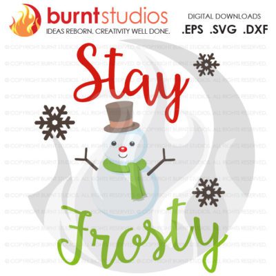 Digital File, Stay Frosty, Snowman, Funny, Christmas, Winter, Cold, Cute, Holiday, Shirt Design, Decal Design, Svg, Png, Dxf, Eps file