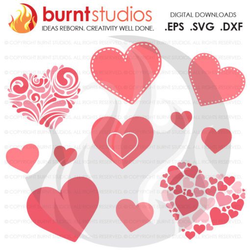 Digital File, Valentine's Day, Hearts Bundle Package, Heart, Love, February 14, Design, Decal, Cutting File Svg, Png