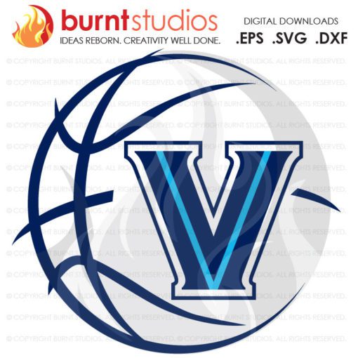 Digital File, Villanova Logo with Basketball, NCAA, Villanova Wildcats, Villanova University, Svg, Png, Dxf, Eps file