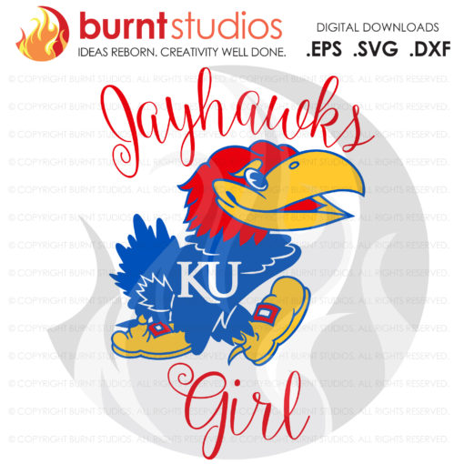 SVG Cutting File, Kansas Jayhawks Girl, KU Basketball, University of Kansas, Hoops, Basketball, Svg, Png, Dxf, Eps file