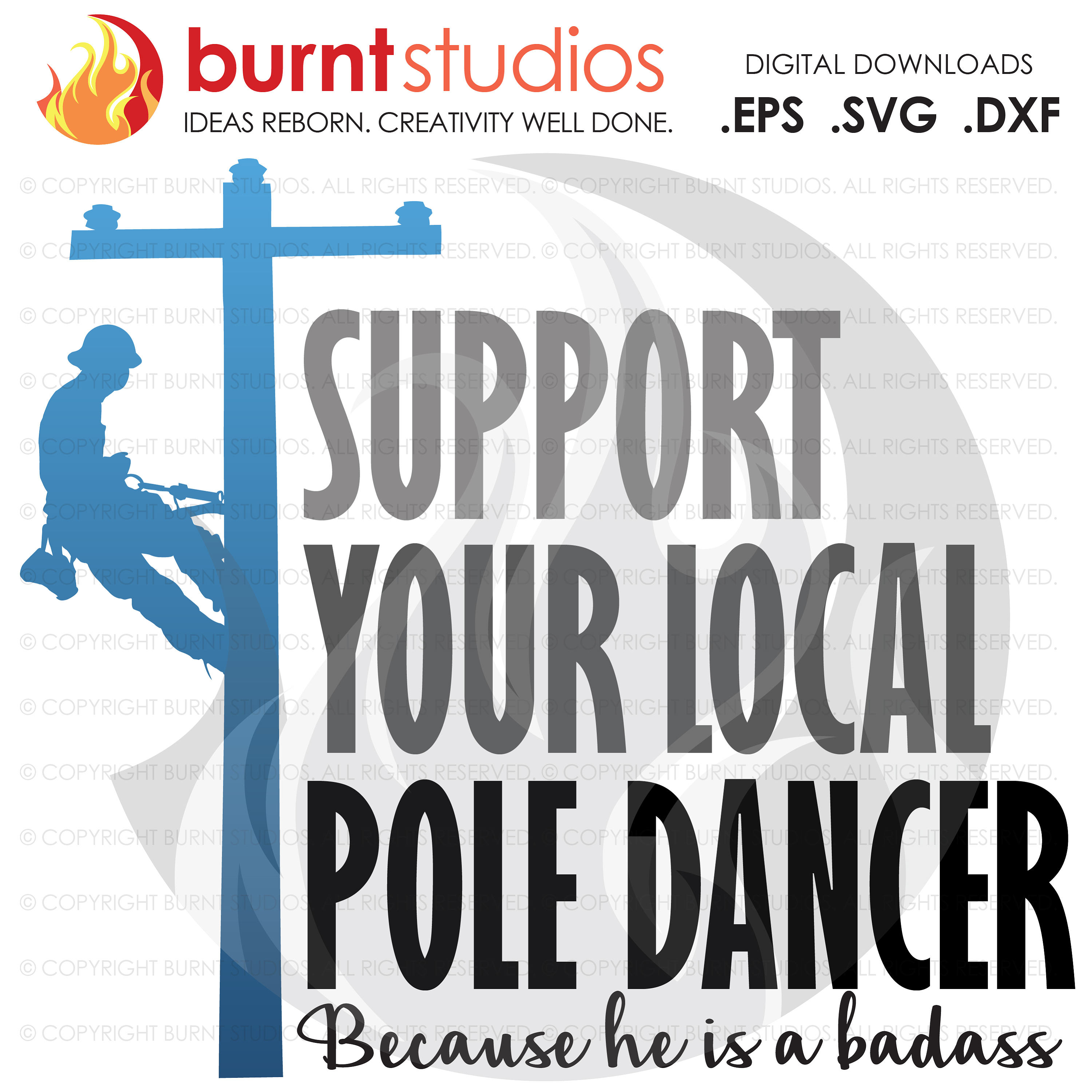 DecalDestination Support Your Local Pole Dancer Lineman Decal White Choose Size