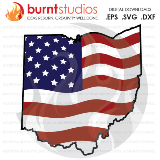 Digital File, Ohio, USA, America, American Flag, God Bless Ohio, God Bless the USA, Liberty, Freedom, Design, Svg, Png, Dxf, Eps file