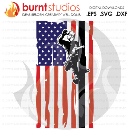 SVG Cutting File, Detailed Lineman on Grunge America USA Flag, Power Lineman, Line Life, Journeyman, Apprentice, Vinyl, DIY, png, eps, dxf