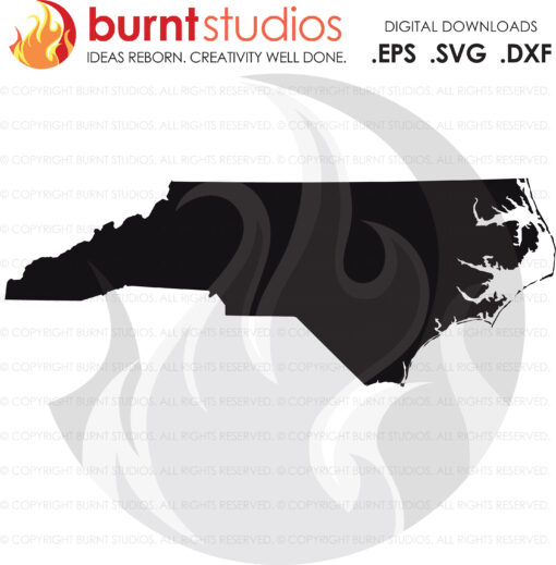 SVG Cutting File, North Carolina State Outline Only, Raleigh, Charlotte, Winston Salem, New Bern, Wilmington, Goldsboro, Asheville, RDU, PNG