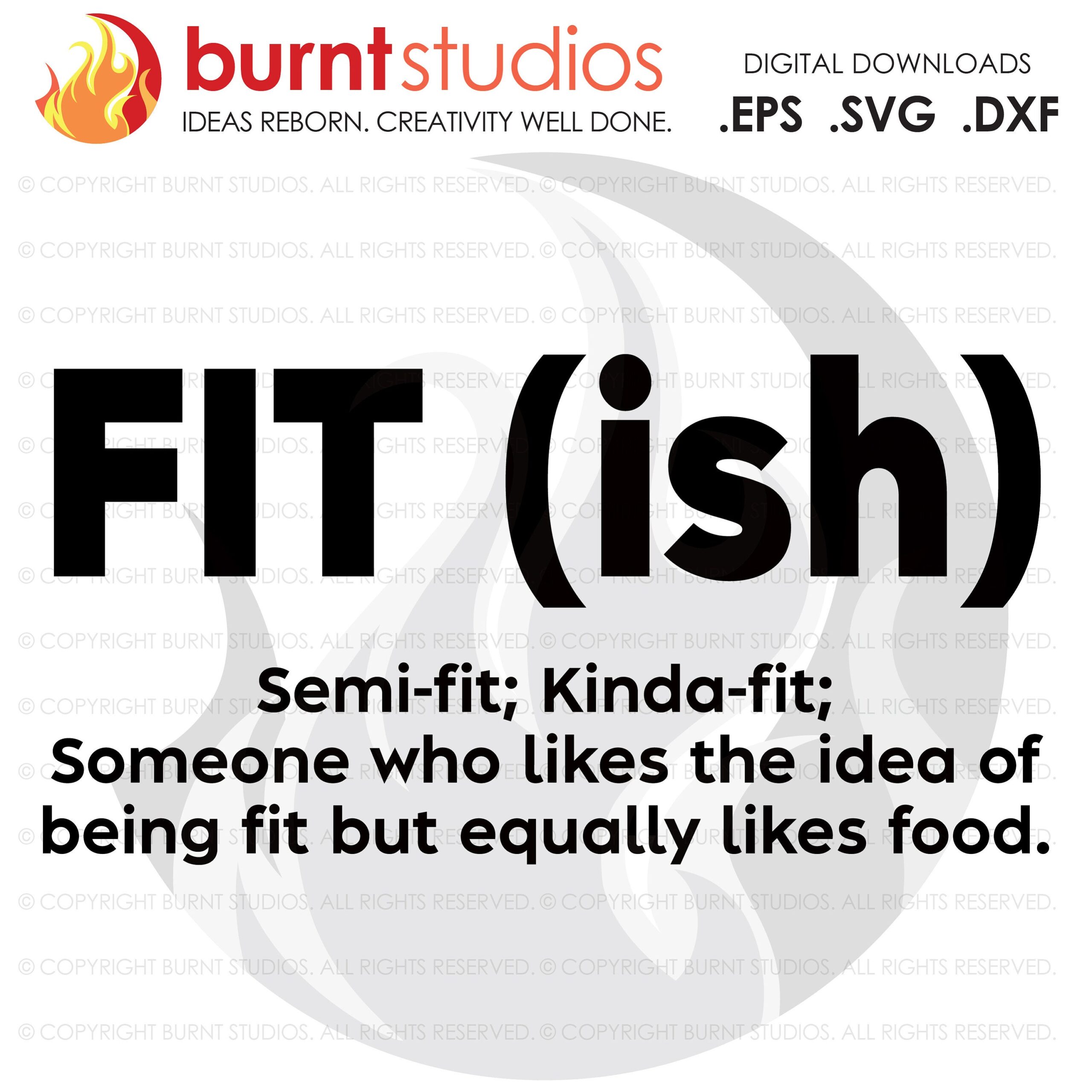 A black and white image of the word fit