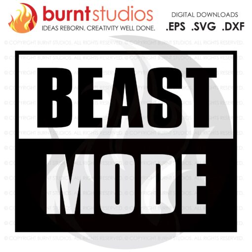 Beast Mode, SVG Cutting File, Exercising, Body Building, Health, Lifestyle, Cardio, Squat Digital File, Download, PNG, DXF, eps