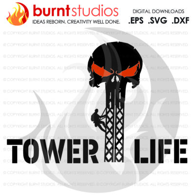 A skull with an oil rig and tower life.