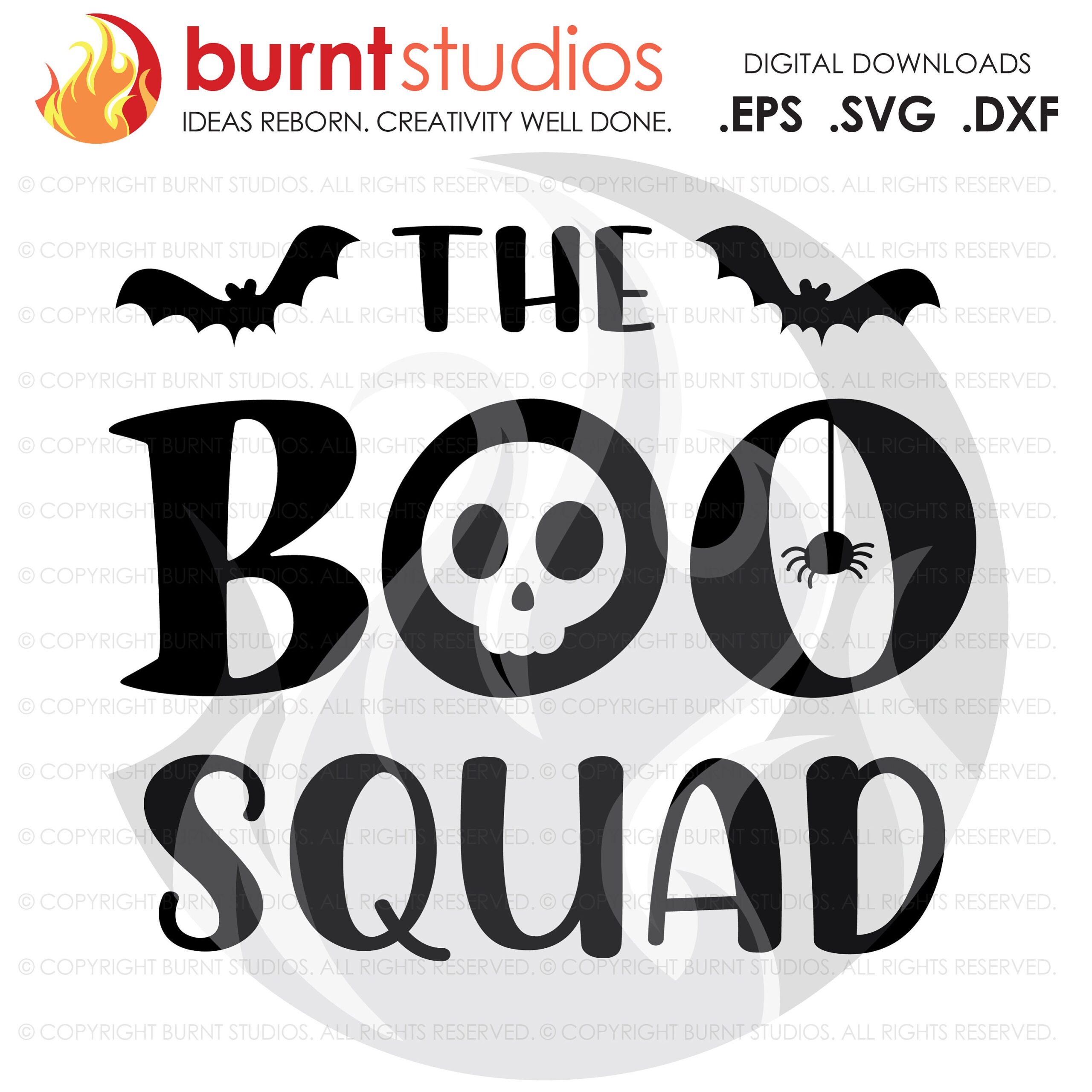 A halloween themed svg cut file with the boo squad.